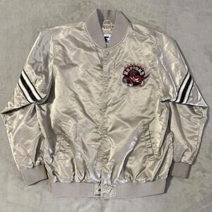 Starter Toronto Raptors XL Satin Jacket Silver NBA Bomber Vintage Men’s